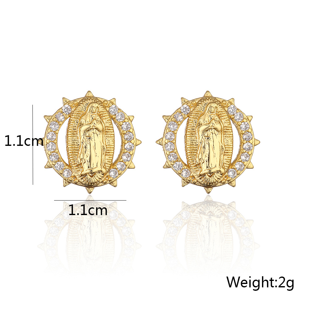 Fashion Human Copper Plating Inlay Zircon Ear Studs 1 Pair