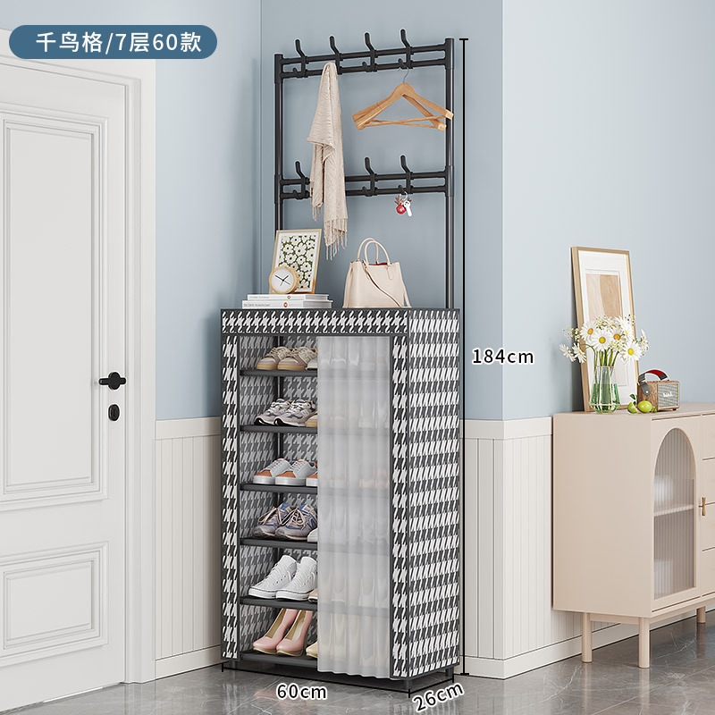 Zapatero a prueba de polvo, estante para zapatos y sombreros de piso para el hogar de varias capas, perchero en la puerta de la sala de estar, estante de almacenamiento de alquiler