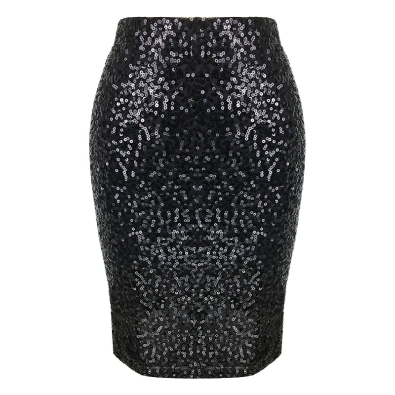 Amazon Новая Элегантная Модная Однотонная юбка с пайетками, банкетная блестящая тонкая юбка-карандаш с высокой талией