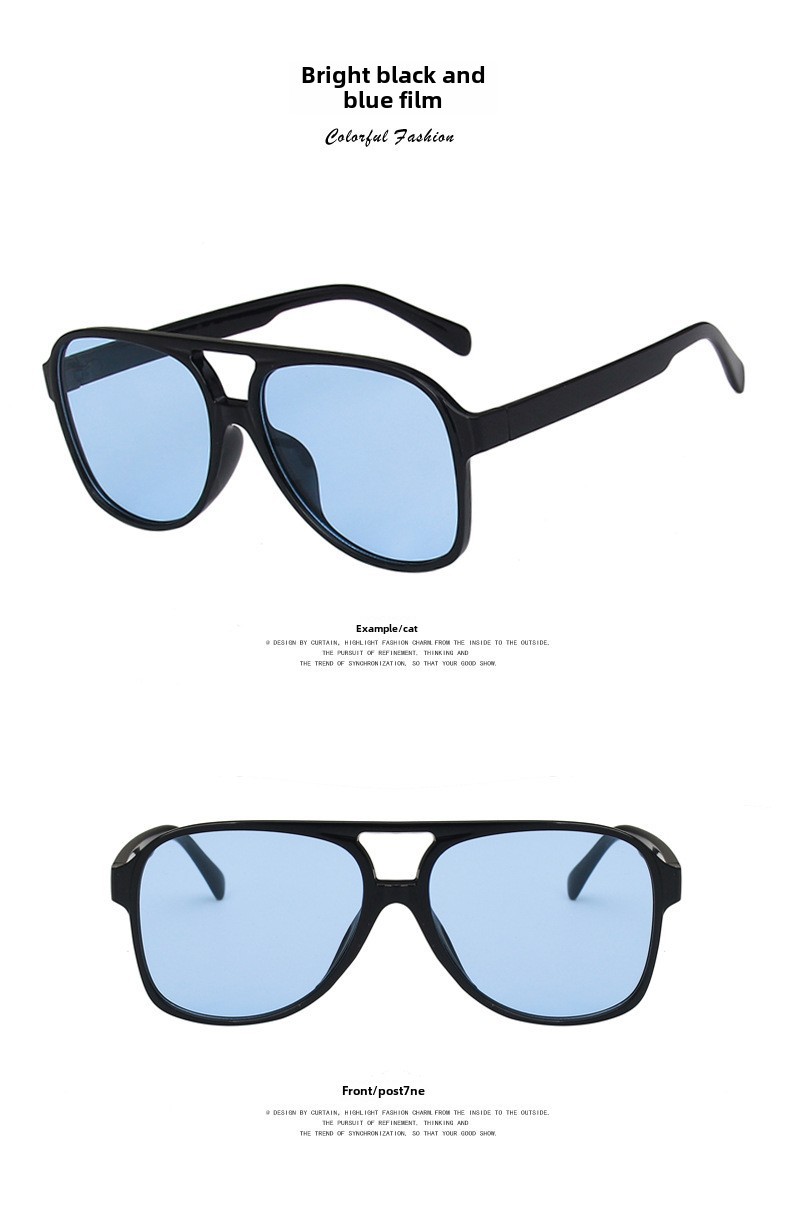 Retro Double Beam Sunglasses For Men Large Frame Trendy Design_voghion.com