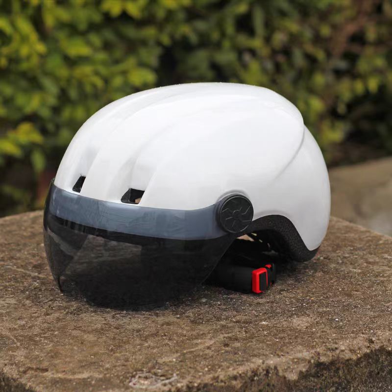 Casco para ciclismo, medio casco cortavientos para hombres y mujeres, gorro de seguridad cálido para adultos, gafas antifrío para bicicleta de montaña