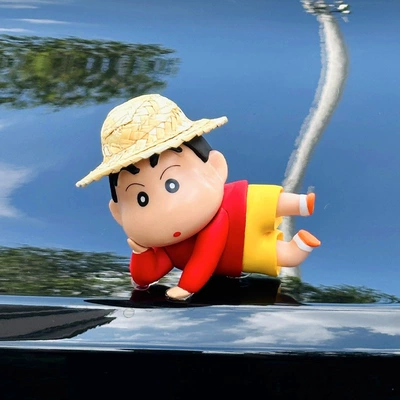 car ornaments decorations car roof | Car ornaments - straw-hat-lying-posture-xiaoxin-contains-traceless-glue