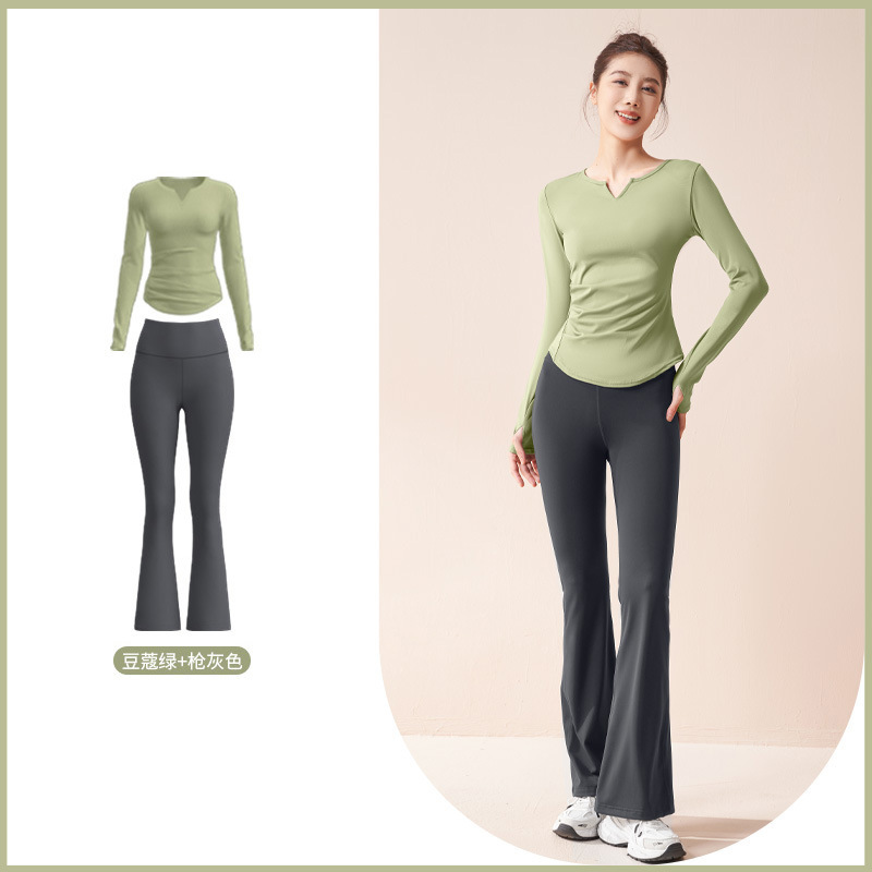 Juyitang traje de yoga con cuello en v de otoño
