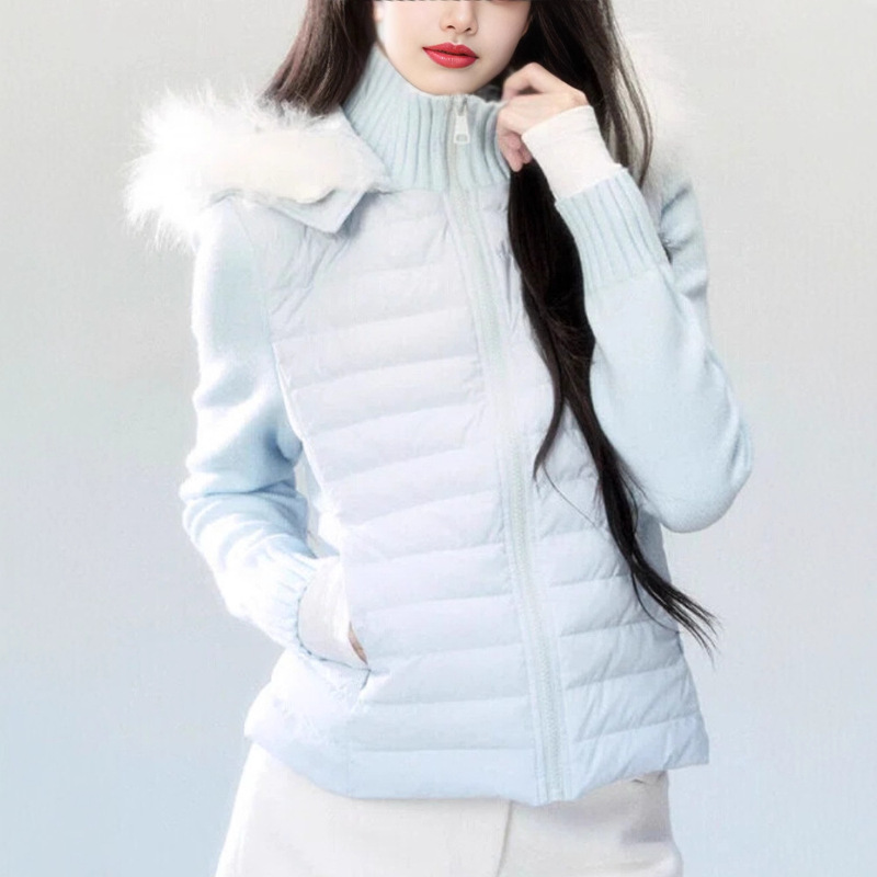 Fragileheartt Fragile Store·First Snow Melts into Lu Style Short Fur Collar Ribbed down Jacket Winter