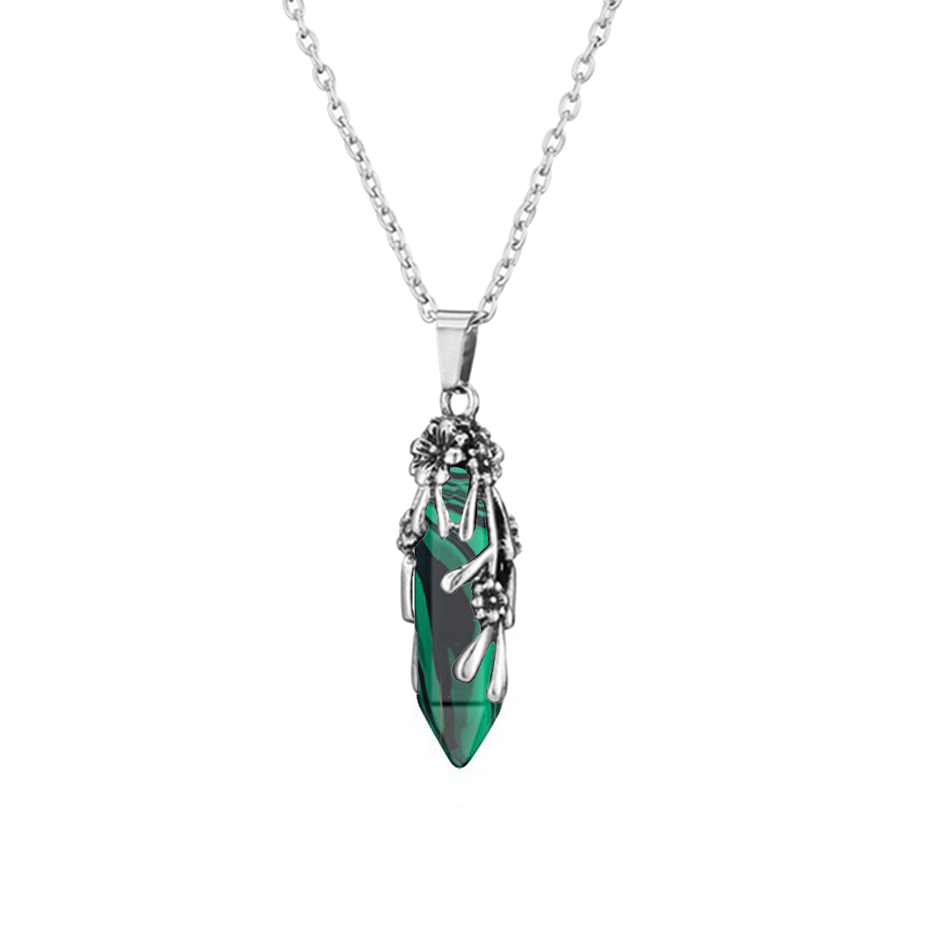 Unisex Gender Casual Simple Style Geometric Flower Natural Stone Crystal Iron Wholesale Pendant Necklace