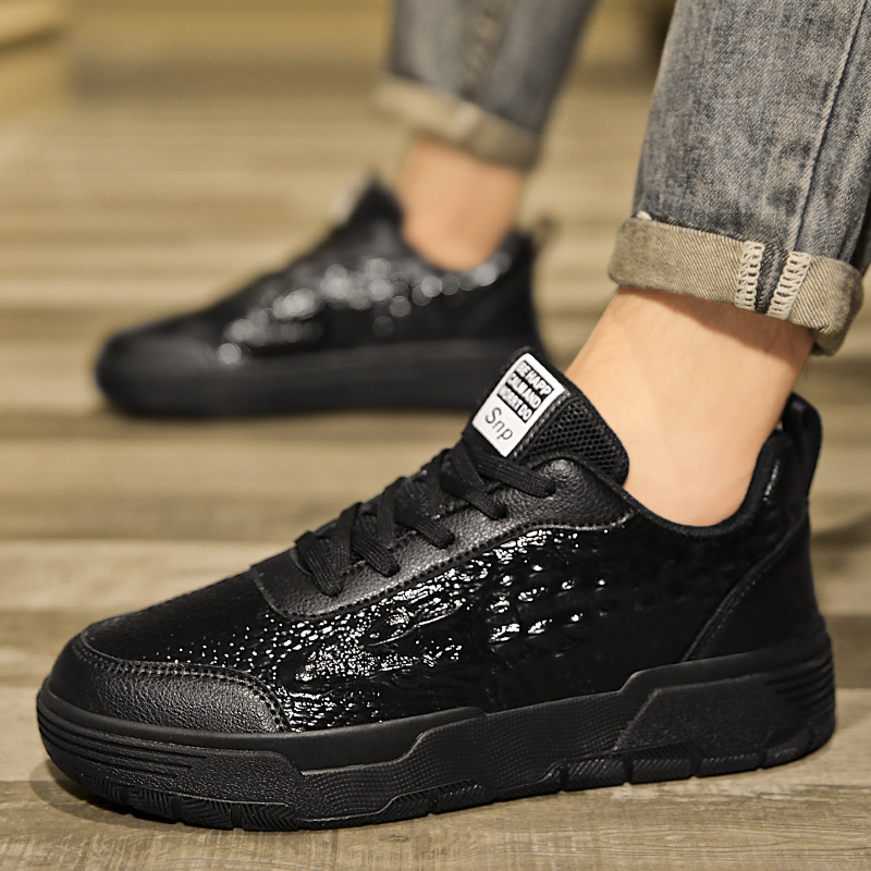 Sports for autumn new low cut crocodile texture personalized fashionable casual fashion s, men's thick soled board_voghion.com