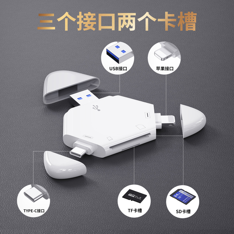 万能三合一磁吸读卡器适用苹果手机/Type-C/USB电脑安卓平板SD/TF|undefined