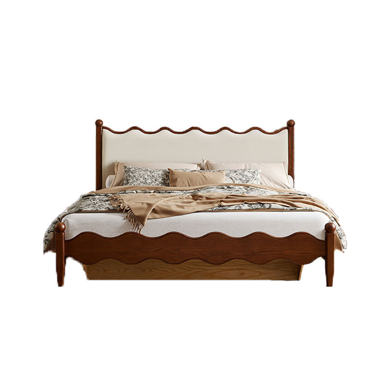 DASIMA Retro estilo francés cama de almacenamiento de caja alta estilo antiguo toda madera maciza cama de madera de cera blanca con espacio de almacenamiento cama de caja