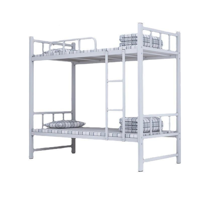 Cama de hierro de doble piso gruesa, dormitorio de personal, estante de cama superior e inferior, escuela de hierro forjado para dos personas, cama de hierro alto y bajo