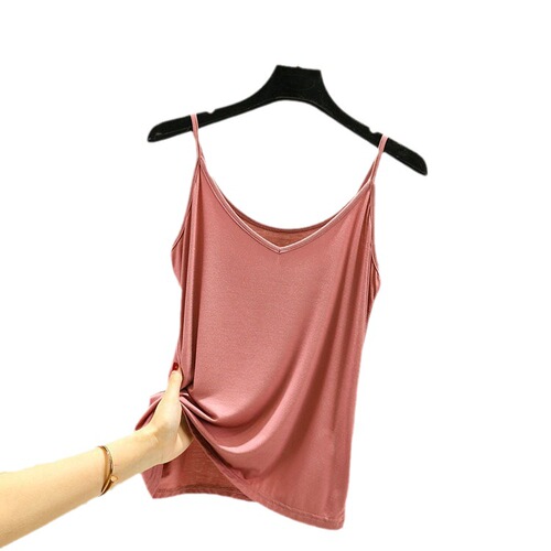 Women's Modal Straps Tank Top V-Neck Summer Casual Innerwear Slimming Bodysuit Thin T-shirt