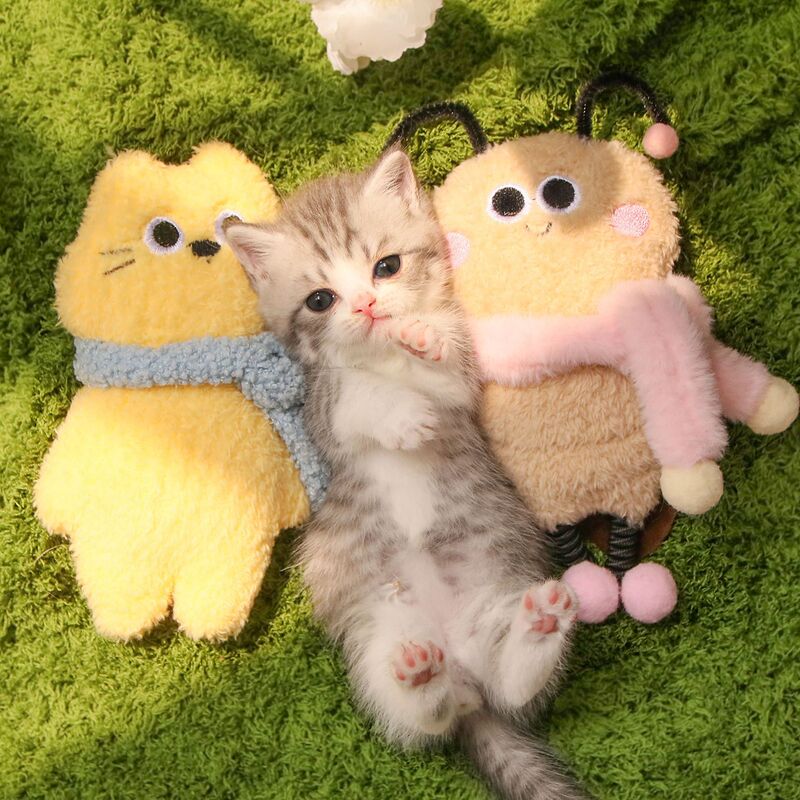 Cartoon Plush Doll Toy Xiaoqiangzi Pudding Cat Pet Hug and Kick to Relieve Boredom Toy Contains Catnip Bell Cartoon Plush Doll Toy Xiaoqiangzi Pudding Cat Pet Hug and Kick to Relieve Boredom Toy Contains Catnip Bell