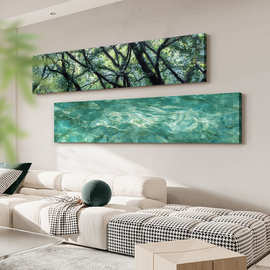 现代风景入户门水波纹树影装饰画客厅餐厅长条画过道走廊墙面挂画