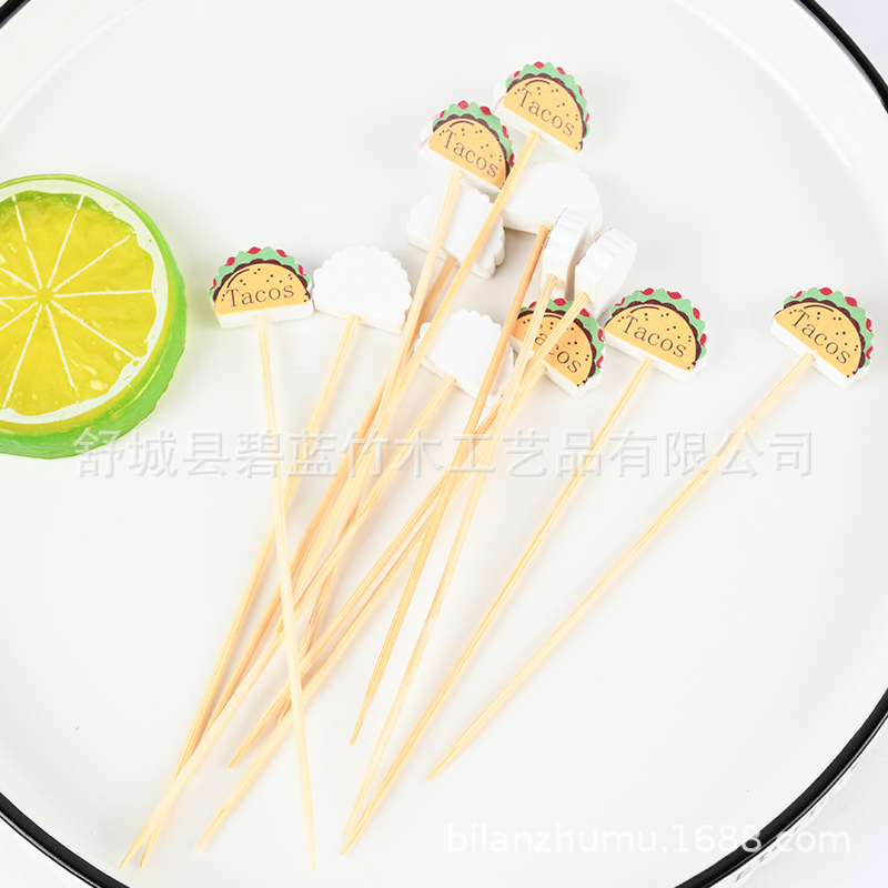 Frutas desechables horquilla horquilla creativa horquilla de fruta horquilla de hamburguesas fija horquilla sándwich horquilla creativa horquilla al por mayor fabricante