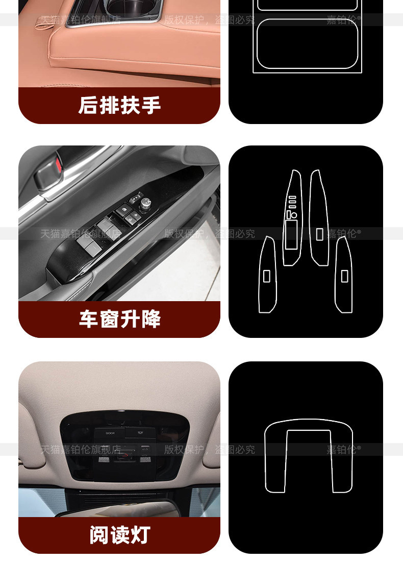 Suitable for 26 models of 9th generation Toyota Camry, interior protective film, center console gear shift sticker, instrument screen tempered modification parts