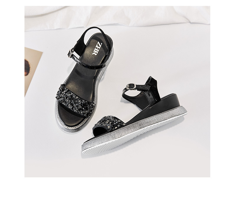Giày sandal đế xuồng nữ đính đá thời trang — M298 màu đen chi tiết 21