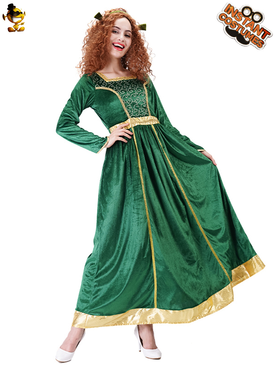 Nuevo Renacimiento Medieval princesa de terciopelo oro vestido largo traje etapa juego rol