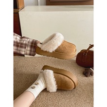 女王范复古棕色厚底毛毛拖鞋女2025新款冬季保暖外穿勃肯棉拖鞋