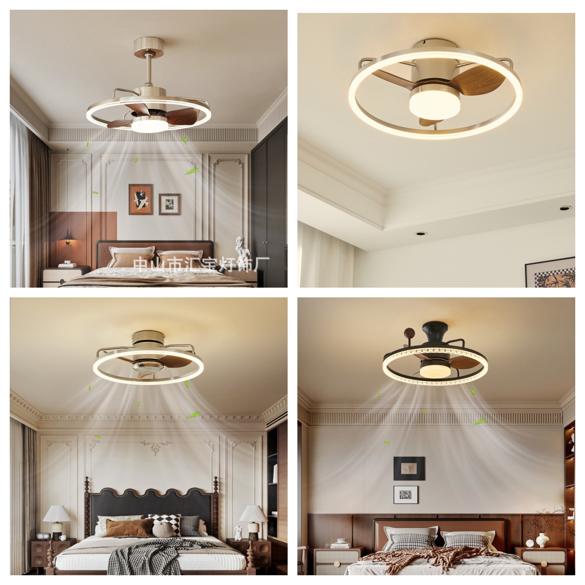 Second-Hand New Bedroom Fan Lamp Master Bedroom Ceiling Lamp Fan Lamp Bauhaus Retro Industrial Style Restaurant Ceiling Fan Lamp
