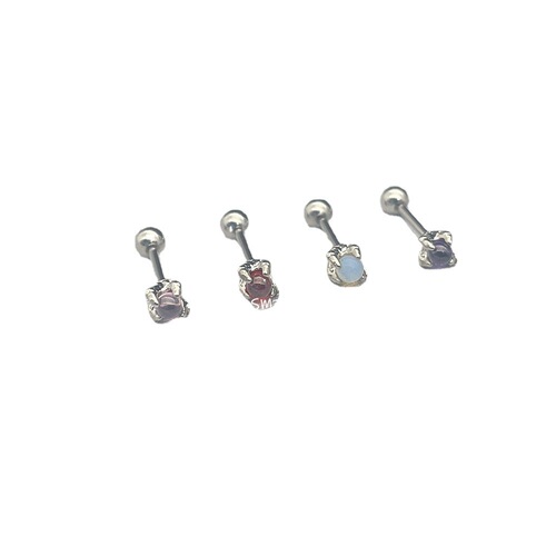 SMTNEK copper dragon claw inlaid opal lip nail lip ring earrings stainless steel piercing jewelry