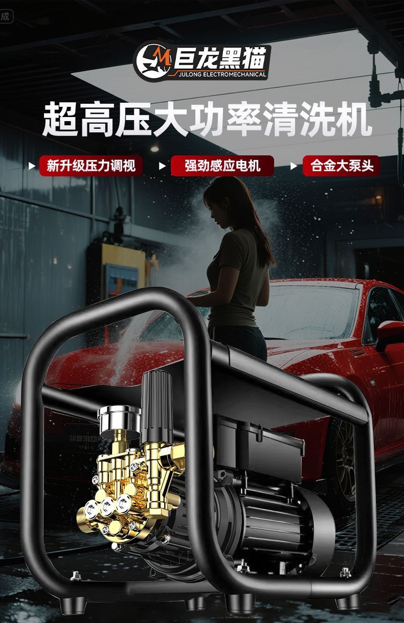 [Giulong Black Cat] Pressure Car Washing Machine 220V Household High-Power Plug-In Automatic Car Washing Machine