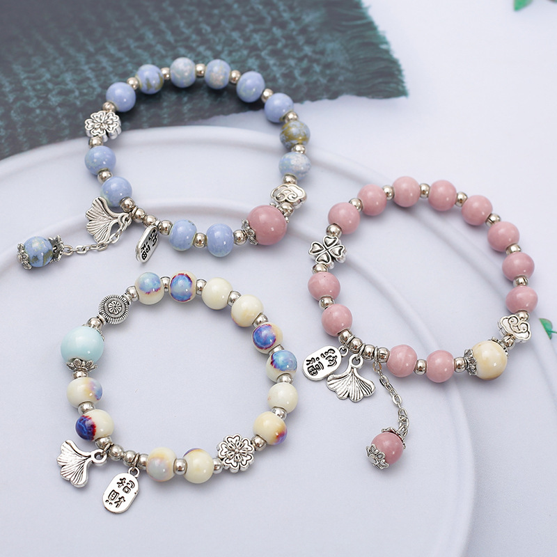 New Chinese Artistic Retro Ceramic Bracelet Female Student Girlfriend Gift Jingdezhen Ceramic Jewelry Wholesale