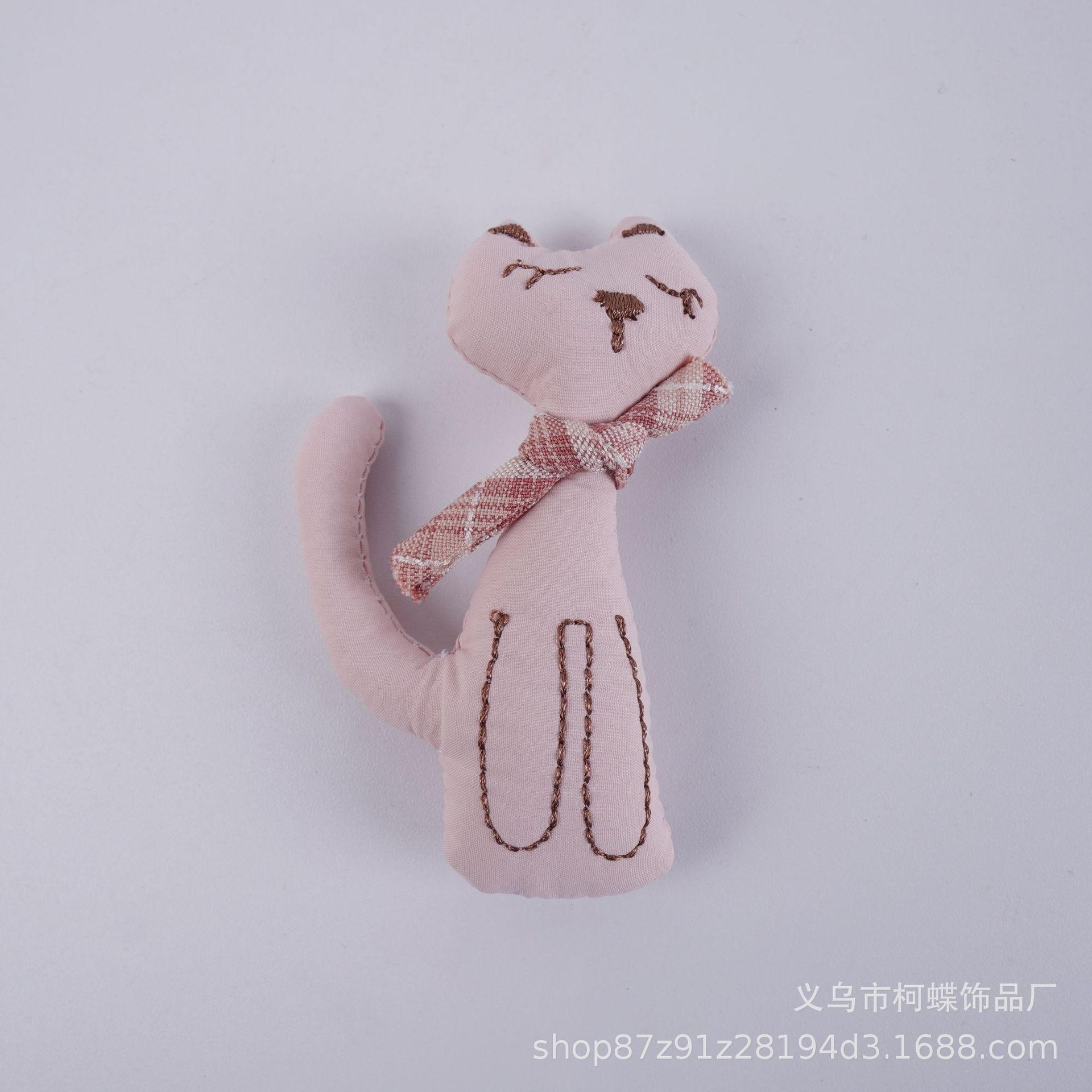 격자 무늬 스카프 고양이 핑크