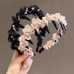甘めの網の糸のしわのカチューシャの気質は逆さまにして滑り止めのカチューシャの真珠を挿して髪の束を飾ります。