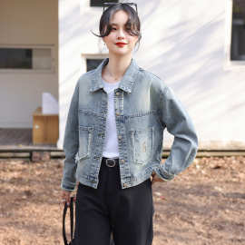 春秋季新款牛仔短外套女小个子韩版宽松显瘦上衣休闲夹克褂子