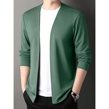 P 32306 Spring Men's Solid Color Knit Cardigan ��ɫᘿ��_��