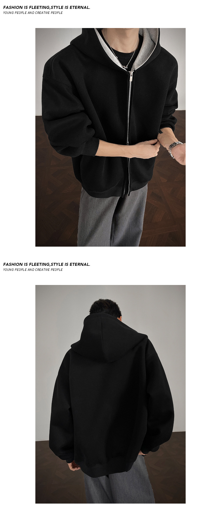 Felpa con cappuccio patchwork pesante da uomo oversize_voghion.com