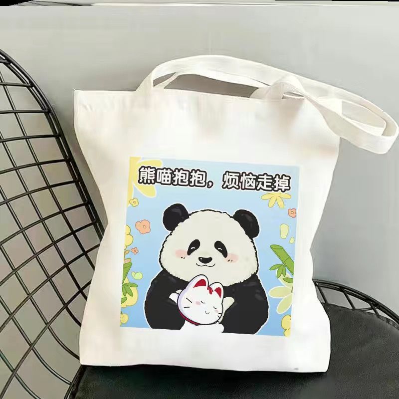 Flora panda caricatura bolsa de lona de hombro nueva bolsa de mano inswind nueva bolsa de mano para viajar estudiantes