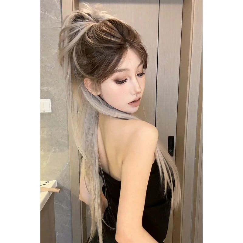 Weekend-[Orion] Chocolate Gradient Wig Female Dyed Long Straight Hair Temperament Simulation Hair Wig