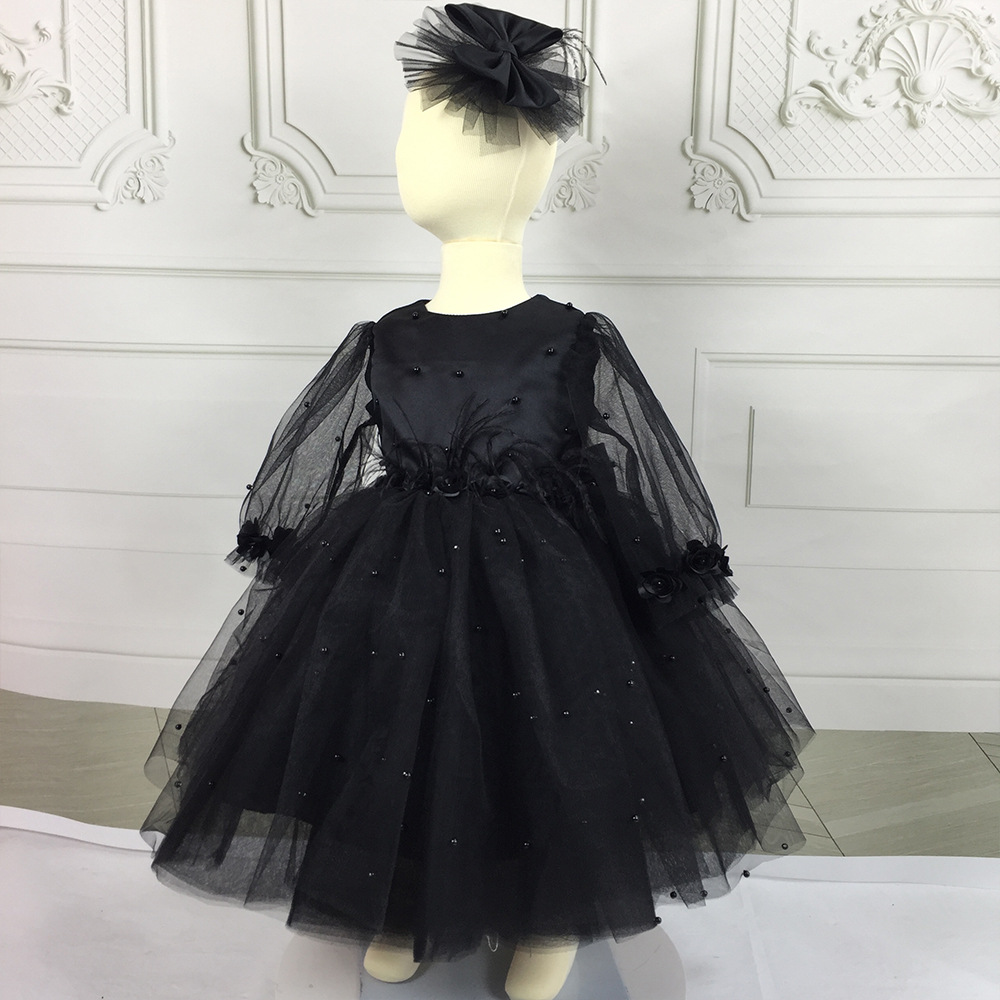 Nueva transfronteriza de Europa y América del comercio exterior de los niños vestido de las niñas de manga larga de uñas de cuentas de rendimiento