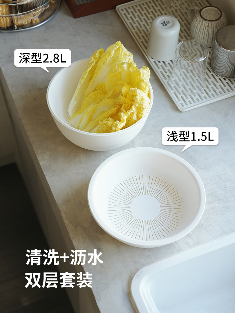 ✅ Shuangshan Vegetable Washing Basin with Draining Basket for Home Kitchen, Fruit Washing and Water Filtering Basket, Stackable Vegetable Washing Basket, Dishwasher Safe