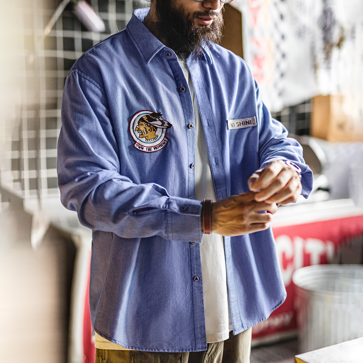 Blue cotton thin shirt