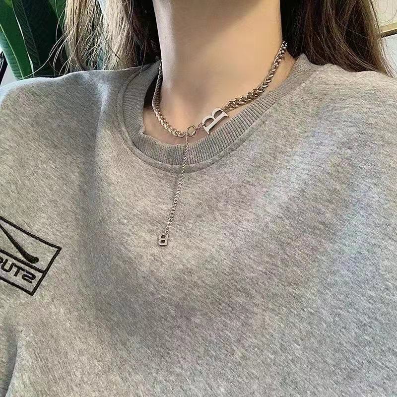 B-Letter Necklace 2021 New Titanium Steel Letter Women's collarbone Chain Accessories_voghion.com