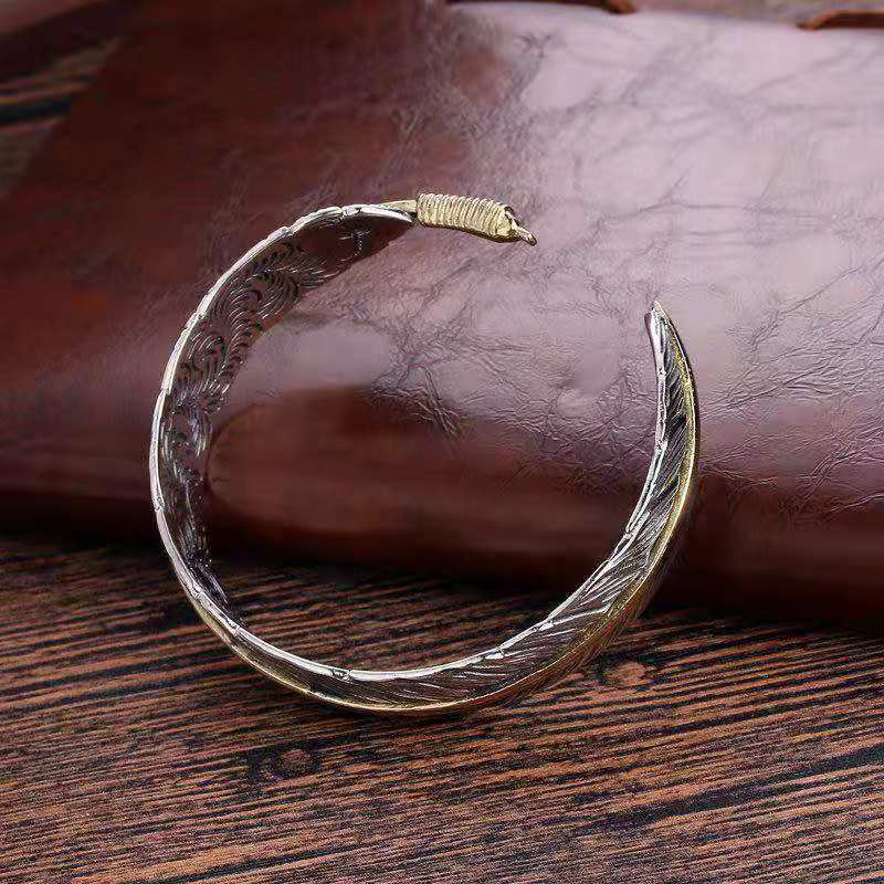 Casual Punk Simple Style Feather Alloy Plating Men's Bangle display picture 3