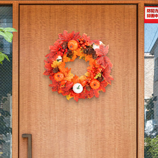 Amazon Thanksgiving Autumn Color Hanging Decoration Home Window Decoration Door Hanging Simulation White Pumpkin Maple Leaf Garland