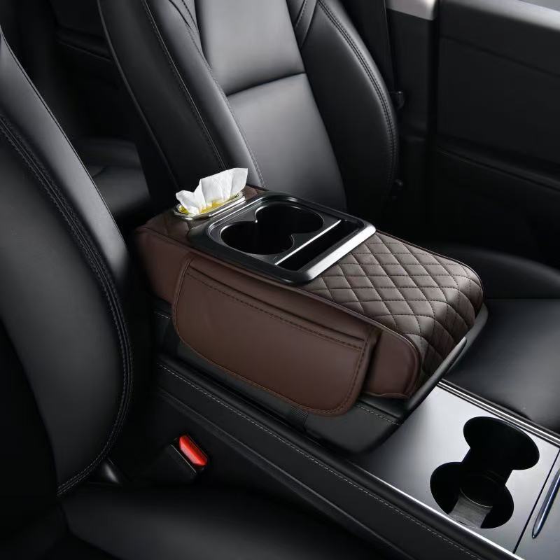 Tissue Box Cup – Universal Armrest box pad - mocha-brown
