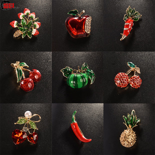 Fruit brooch 2024 new fashion jewelry niche design creative pin suit cheongsam Joker corsage