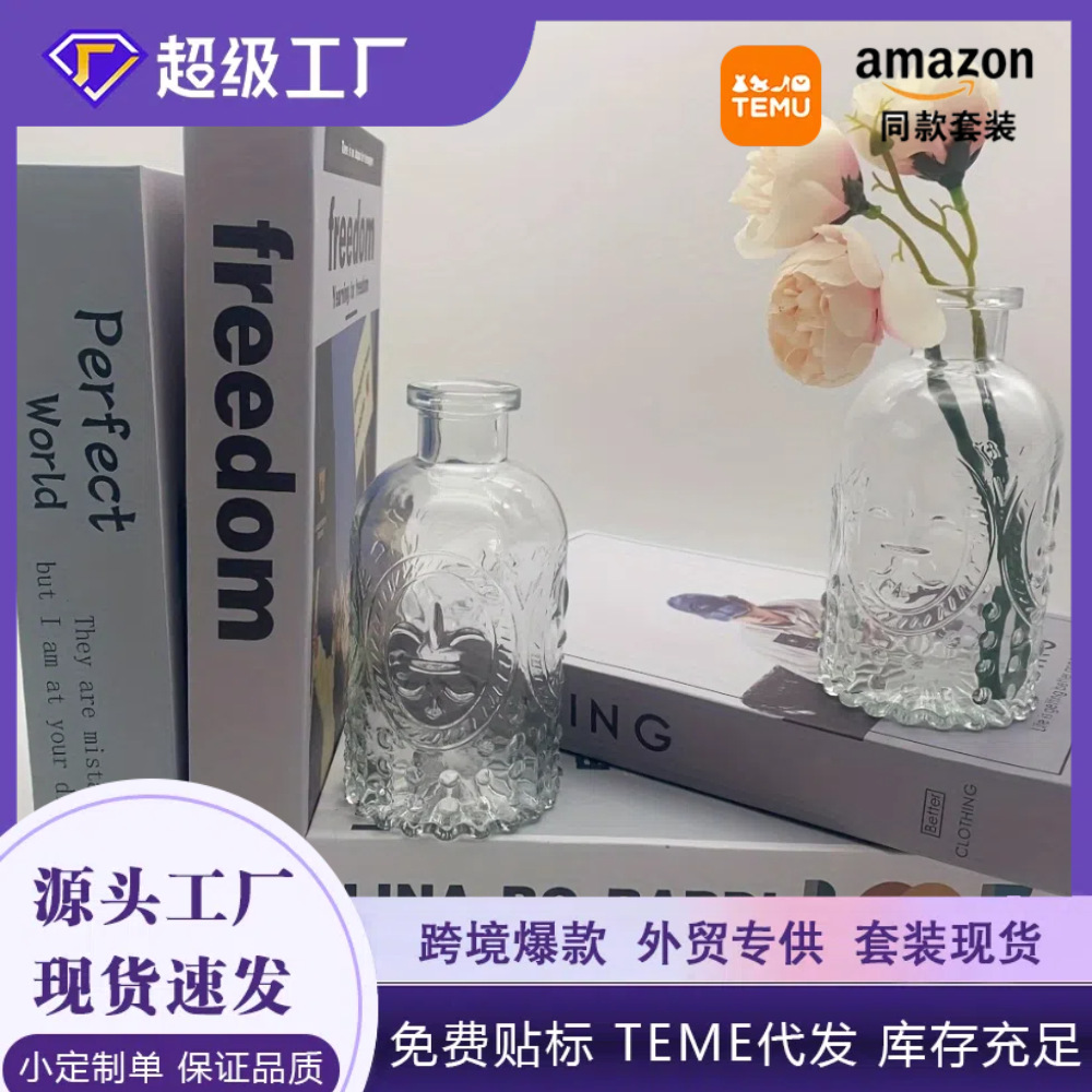 Madrid retro vasos de vidrio transparente ins feng shui cultivo de plantas flores flores secas decoración para el hogar