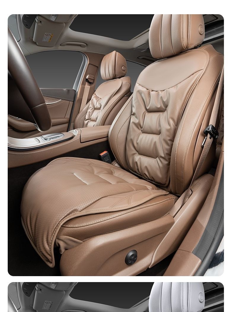 Car Seat Cushion Nappa Leather High-End Universal Breathable Seat Cushion Backrest Pad