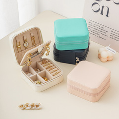 Cross-border portable jewelry box PU belt mirror jewelry storage box earring ring necklace jewelery box