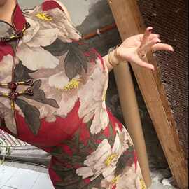红色新中式旗袍206新款女高考送考旗开得胜复古民国风日常连衣裙