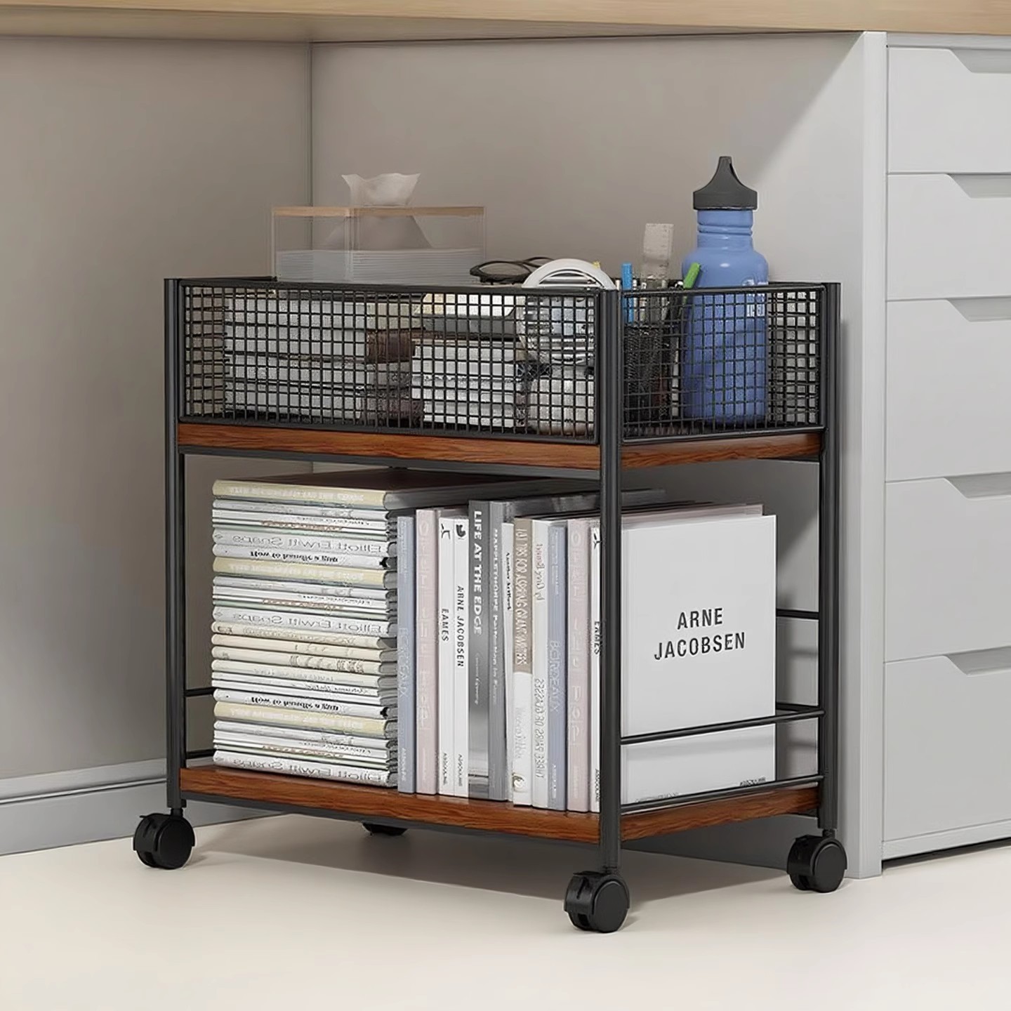 Metal File Frame Office Under-Desk File Rack Storage Cabinet Multi-Layer Storage Rack File Storage Box Book Stand