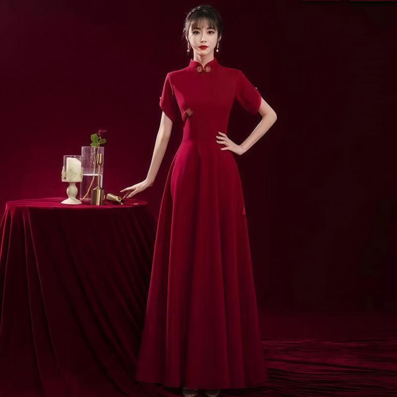 合唱団パフォーマンス服ロングスカートドレス新しい大人の合唱指揮者パフォーマンスコンテストホスト赤い歌 7 月 1 日|undefined