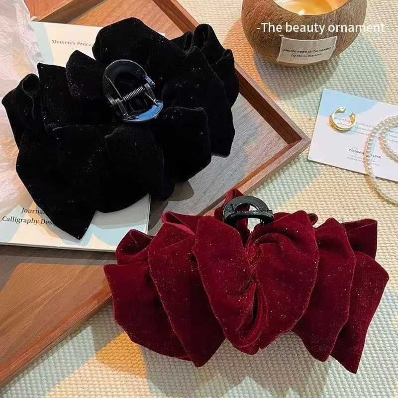 블랙 슈퍼 소프트 파인 글리터 벨벳 그리퍼 13cm 클립