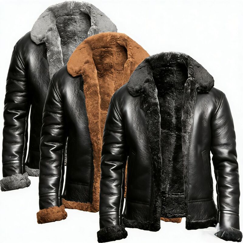 Autumn and Winter New European and American Style Men's Faux Fur Integrated Wool Coat for Cross-Border E-Commerce