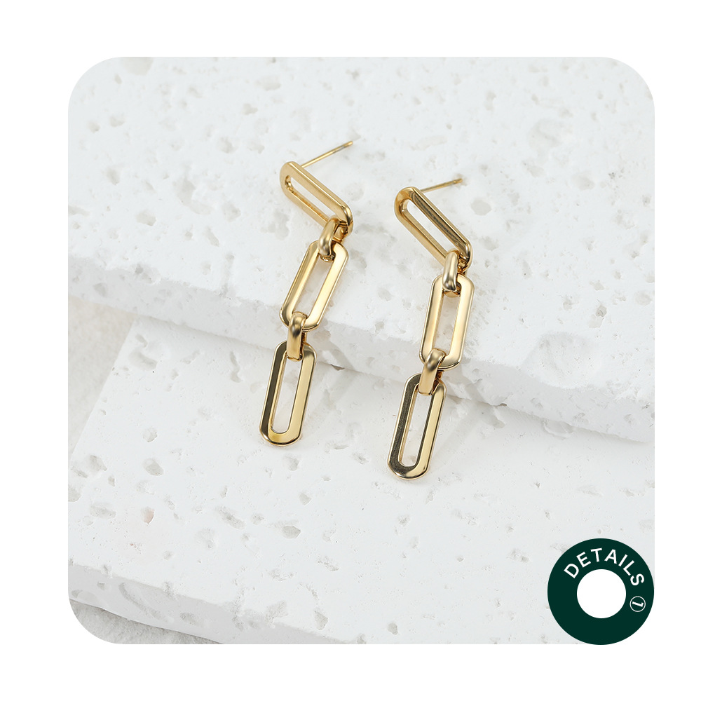 French Style Geometric Stainless Steel Earrings Plating Stainless Steel Earrings