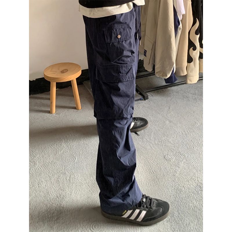 Cleanfit Navy Blue American Retro Cargo Pants Men's Autumn and Spring Assault Pants Straight Outdoor Hiking Pants